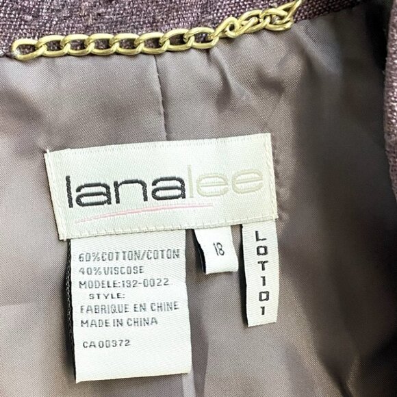 Vintage Lana Lee Purple Floral Jacquard Full Zip Blazer 18 - Picture 3 of 11